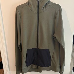 Olive Green and Black Women's Hoodie Jacket